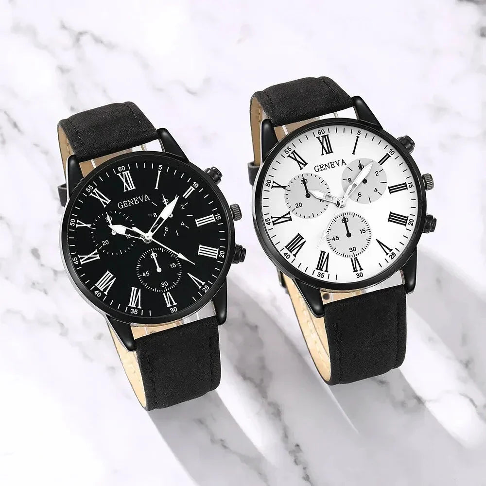 NNEOBA Set de Relojes de Cuarzo de Cuero para Pareja