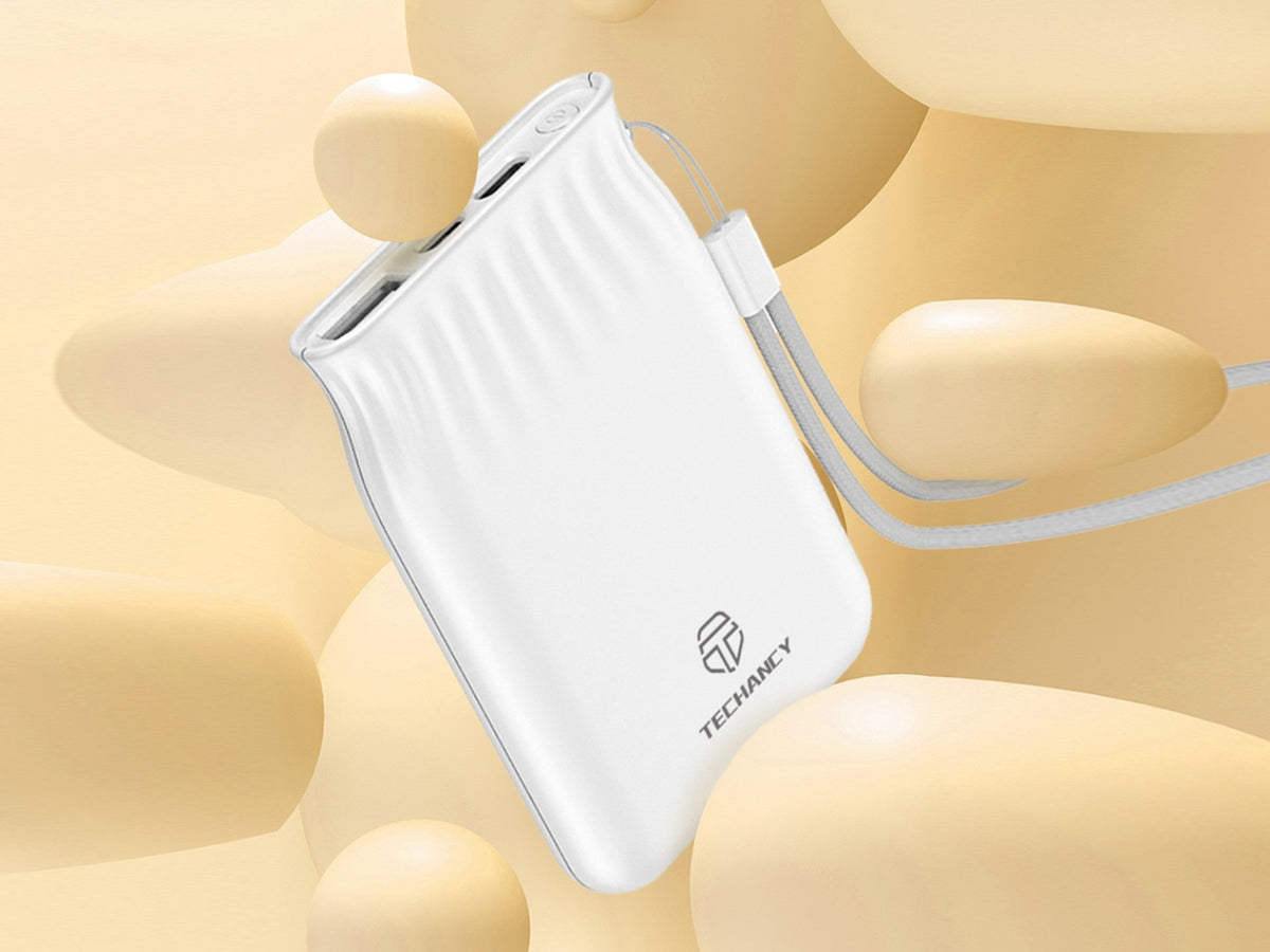 Techancy Power Bank 6500 mAh blanco TF2772, carga de teléfono/tablet compatible con 2A, fuente de alimentación portátil