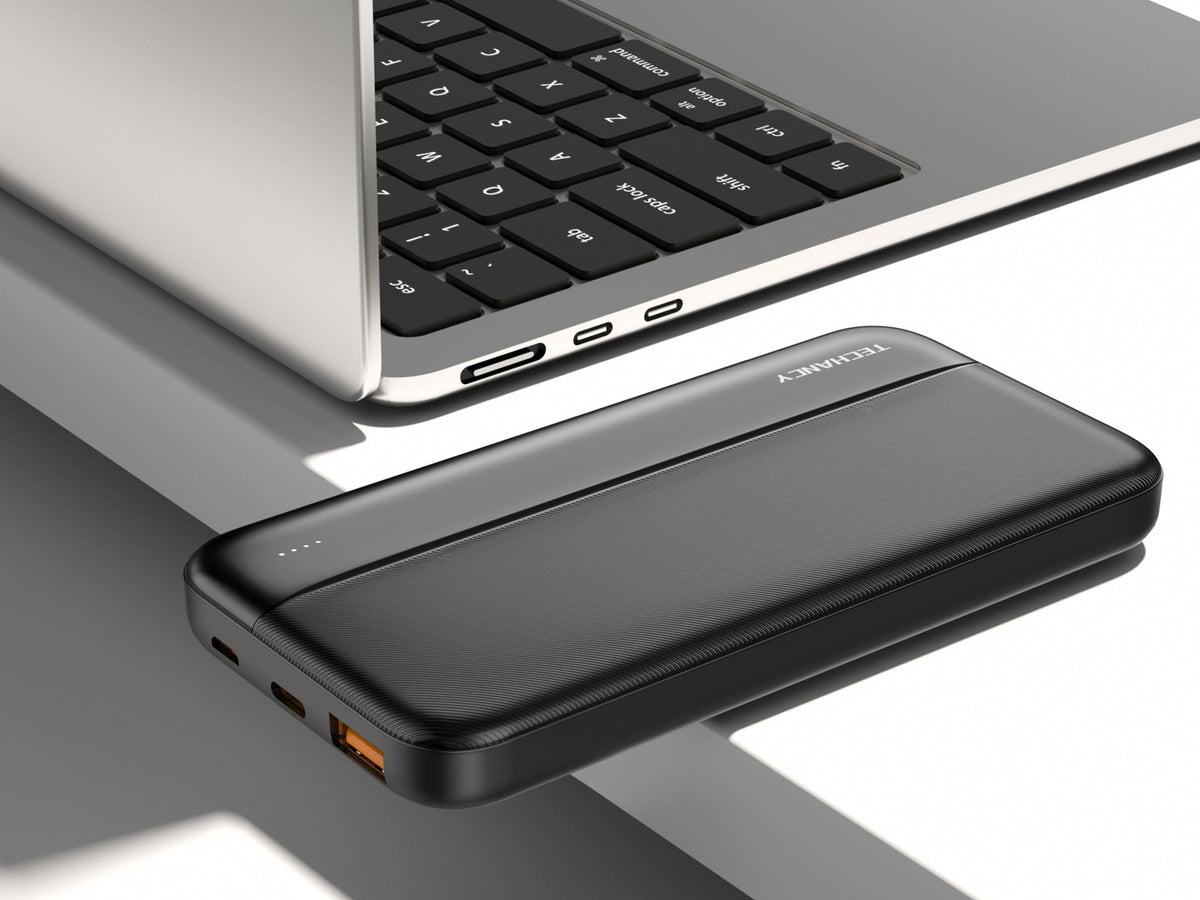Techancy Power Bank 10000mAh Negro TF2776, ¡Carga Rápida PD20W Para Smartphones, Tablets Y Más!