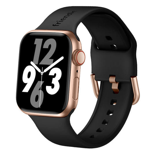 Correa de silicona en negro con hebilla moderna dorada - The Byron Large - Compatible con Apple Watch de 42 mm a 45 mm