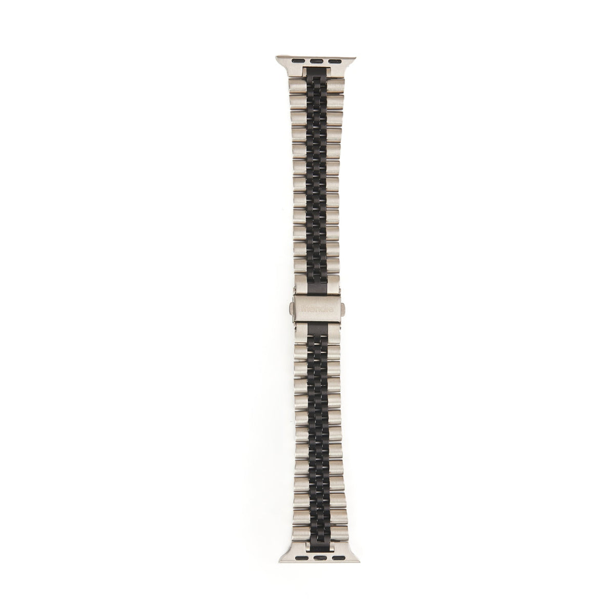 Stainless Steel Link Bracelet Band - The Perth in Silver and Black Small - Compatible with Apple Watch Size 38mm to 41mm