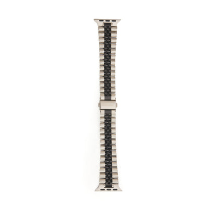 Stainless Steel Link Bracelet Band - The Perth in Silver and Black Small - Compatible with Apple Watch Size 38mm to 41mm