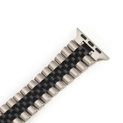 Stainless Steel Link Bracelet Band - The Perth in Silver and Black Small - Compatible with Apple Watch Size 38mm to 41mm