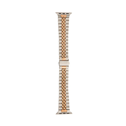 Stainless Steel Link Bracelet Band - The Perth in Silver and Rose Small - Compatible with Apple Watch Size 38mm to 41mm