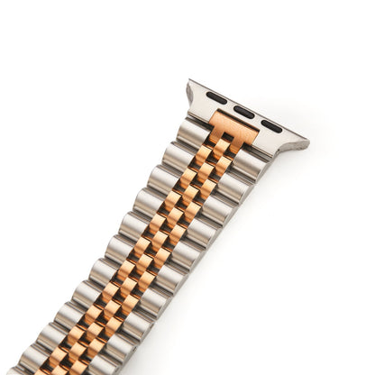 Stainless Steel Link Bracelet Band - The Perth in Silver and Rose Small - Compatible with Apple Watch Size 38mm to 41mm