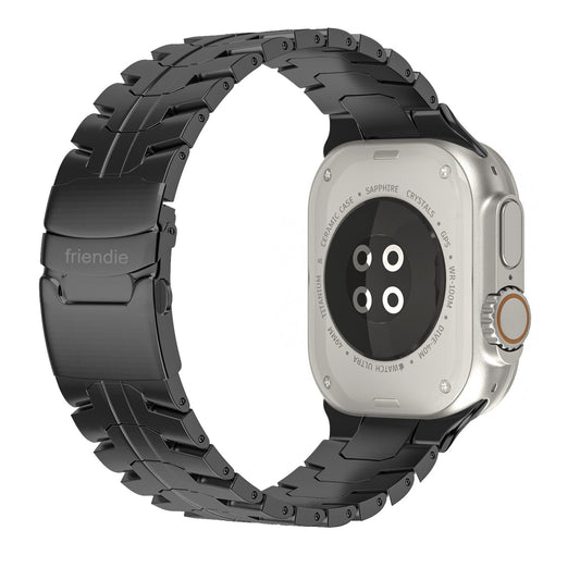 Stainless Steel Link Bracelet Band (Ultra) – The Darwin Ultra in Black – Compatible with Apple Watch Ultra (Friendie size Large)