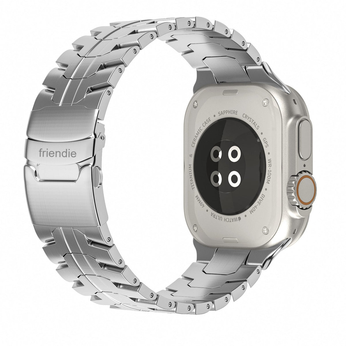 Stainless Steel Link Bracelet Band (Ultra) – The Darwin Ultra in Stainless Steel – Compatible with Apple Watch Ultra (Friendie size Large)