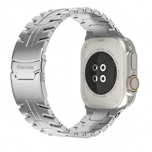 Stainless Steel Link Bracelet Band (Ultra) – The Darwin Ultra in Stainless Steel – Compatible with Apple Watch Ultra (Friendie size Large)