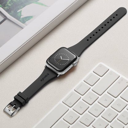 Correa de silicona negra con hebilla clásica plateada - The Gippsland - Compatible con Apple Watch de 38 mm a 41 mm