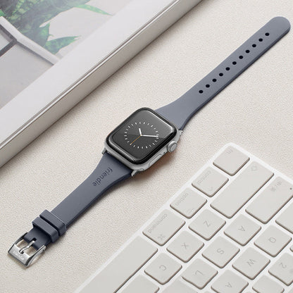 Silicone Band in Stardust Grey with Silver Classic Buckle - The Gippsland - Compatible with Apple Watch Size 38mm to 41mm