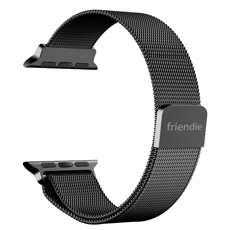 Correa de malla tejida de acero inoxidable con bucle infinito - The Melbourne en negro grande - Compatible con Apple Watch de 42 mm a 45 mm