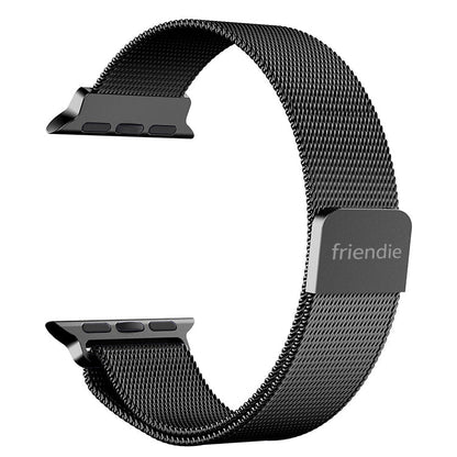 Correa de malla tejida de acero inoxidable con bucle infinito - The Melbourne en negro grande - Compatible con Apple Watch de 42 mm a 45 mm