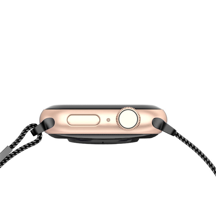 Correa de malla tejida de acero inoxidable con bucle infinito - The Melbourne en negro grande - Compatible con Apple Watch de 42 mm a 45 mm