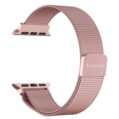 Correa de malla tejida de eslabones de acero inoxidable con bucle infinito - The Melbourne en oro rosa, talla grande - Compatible con Apple Watch de 42 mm a 45 mm