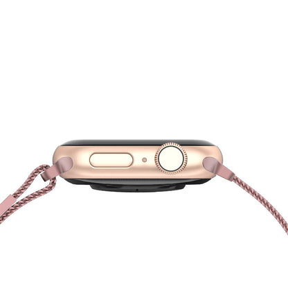 Correa de malla tejida de eslabones de acero inoxidable con bucle infinito - The Melbourne en oro rosa, talla grande - Compatible con Apple Watch de 42 mm a 45 mm