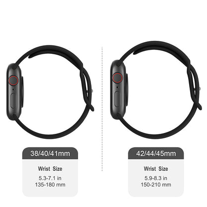 Correa deportiva de silicona negra con pasador plateado - The Noosa Small - Compatible con Apple Watch de 38 mm a 41 mm