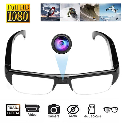 Gafas con cámara mini HD 1080P, grabadora de video DVR portátil, negras
