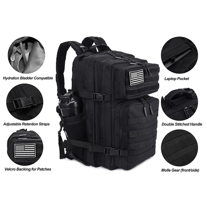 Mochila táctica de 45L con nevera integrada Negra