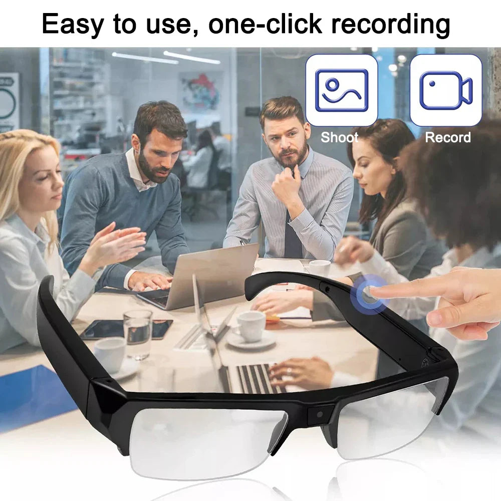Gafas con cámara mini HD 1080P, grabadora de video DVR portátil, negras