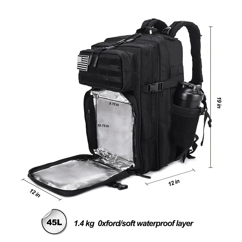 Mochila táctica de 45L con nevera integrada Negra