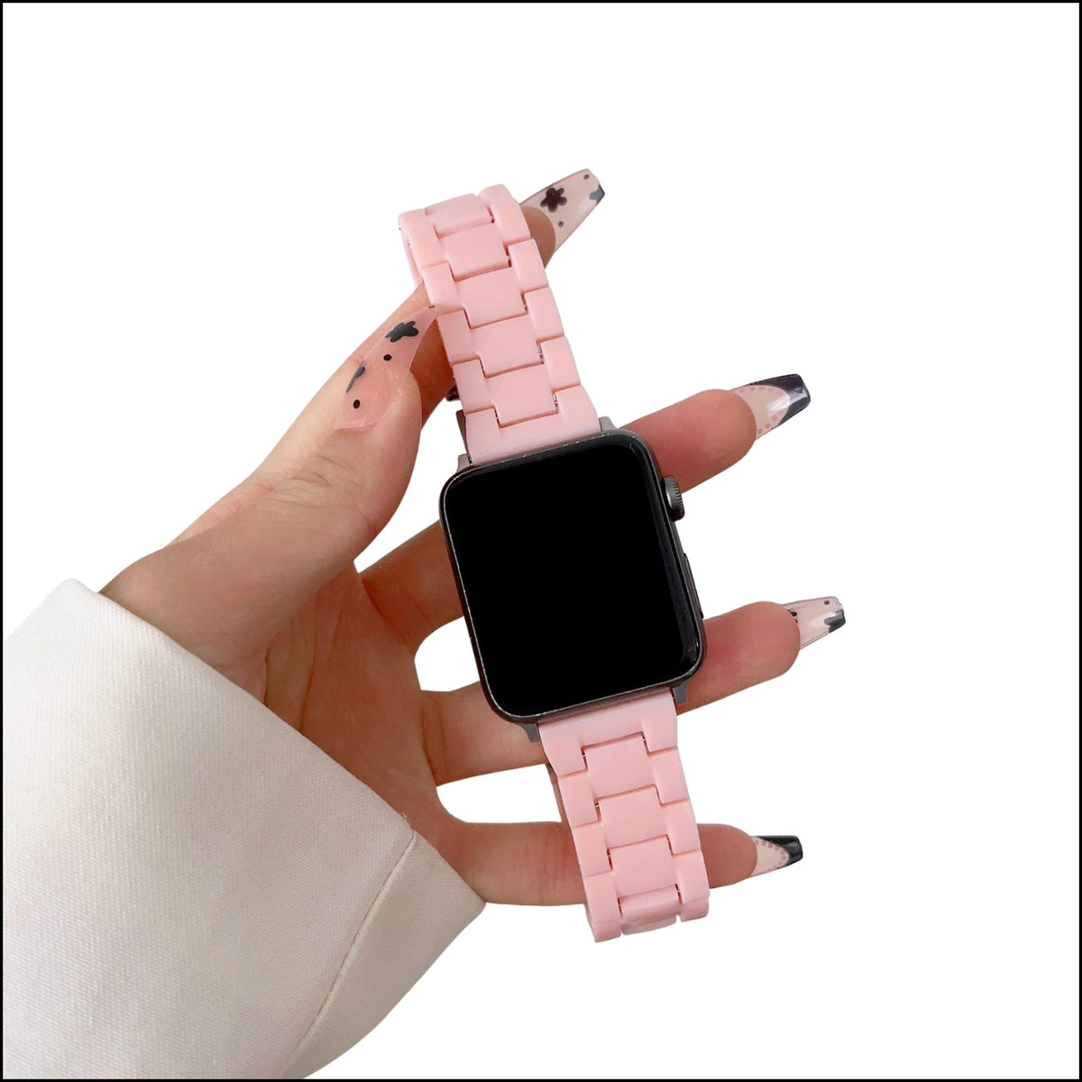 Pulsera de eslabones de resina pequeña - Las playas de Sídney - Palm Beach (rosa) - Compatible con Apple Watch de 42 mm a 45 mm