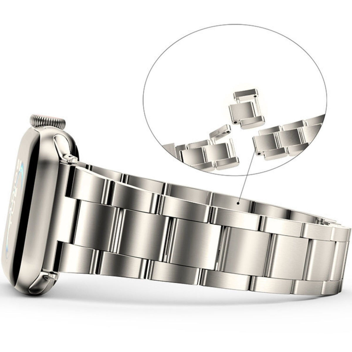 Brazalete de eslabones de acero inoxidable pequeño - The Sydney en titanio - Compatible con Apple Watch de 38 mm a 41 mm