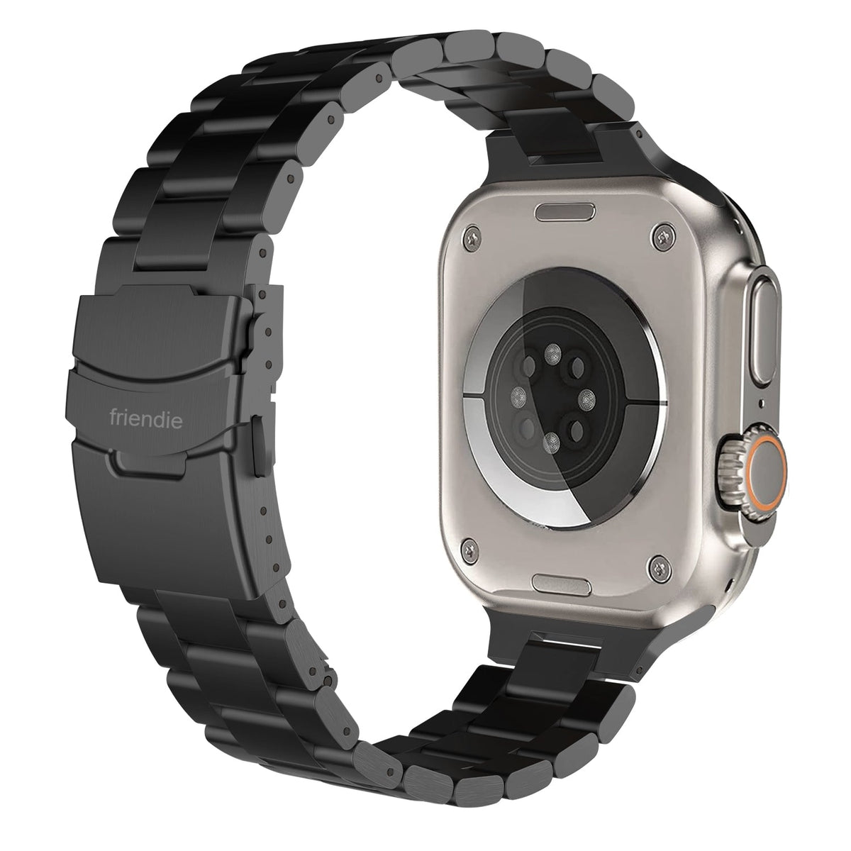 Stainless Steel Link Bracelet Band (Ultra) – The Sydney Ultra in Black – Compatible with Apple Watch Ultra (Friendie size Large)