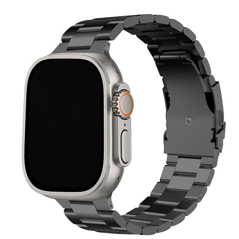 Stainless Steel Link Bracelet Band (Ultra) – The Sydney Ultra in Black – Compatible with Apple Watch Ultra (Friendie size Large)