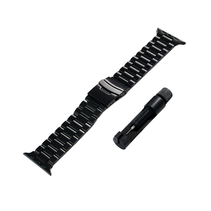 Stainless Steel Link Bracelet Band (Ultra) – The Sydney Ultra in Black – Compatible with Apple Watch Ultra (Friendie size Large)