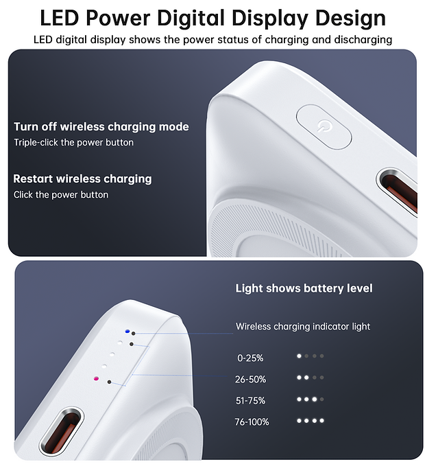 NNEDSZ CHOETECH B743-WH Power Bank Magnético de 10000mAh PD20W con Soporte Blanco