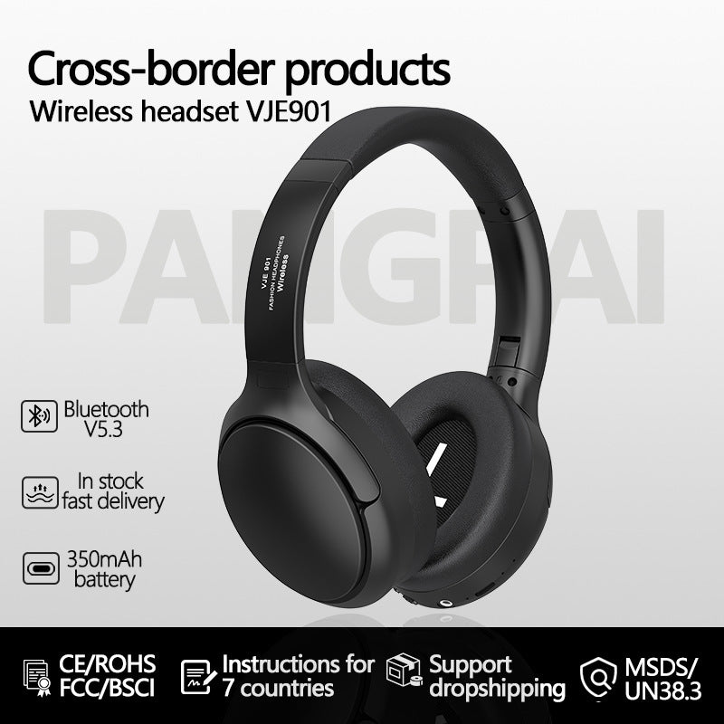 Auriculares circumaurales inalámbricos Bluetooth VJE901 negros con cancelación activa de ruido NNEDSZ