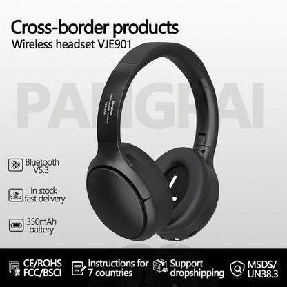 Auriculares circumaurales inalámbricos Bluetooth VJE901 negros con cancelación activa de ruido NNEDSZ