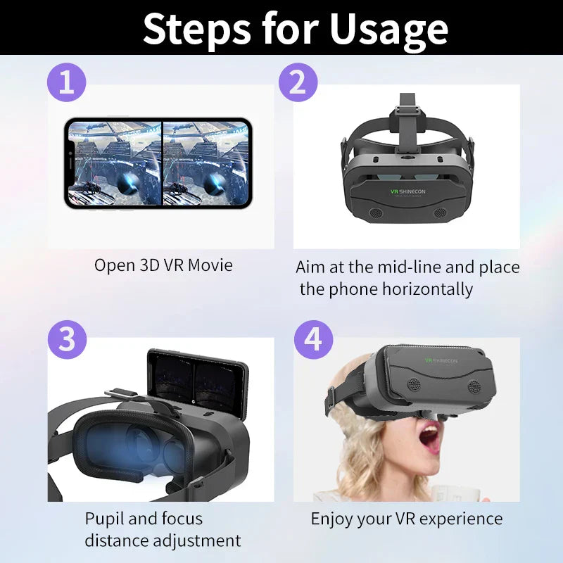3D VR Glasses with Smart Goggles for Smartphones
