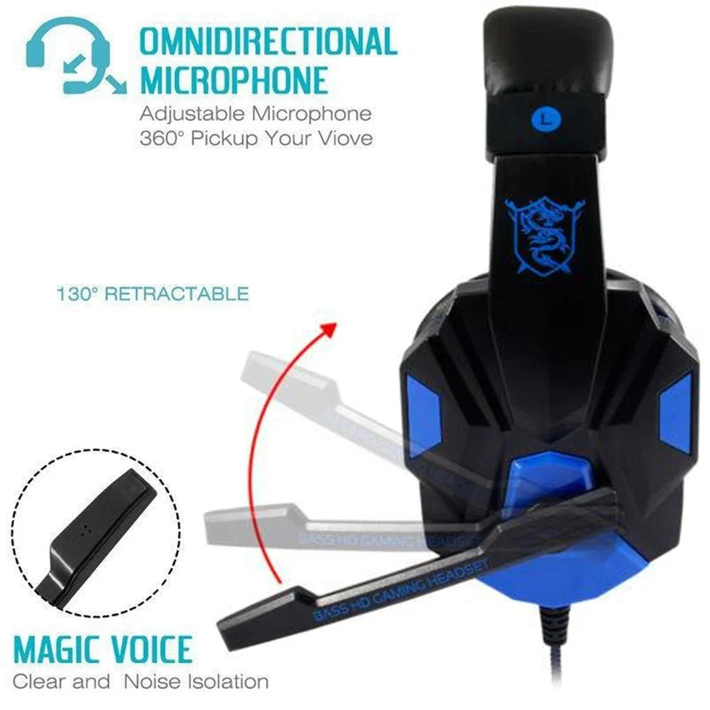 Auriculares de diadema con micrófono con cancelación de ruido NNEOBA Wired Gaming (azul)