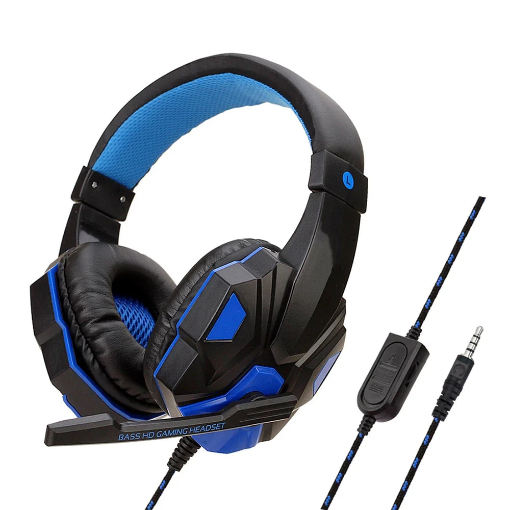 Auriculares de diadema con micrófono con cancelación de ruido NNEOBA Wired Gaming (azul)