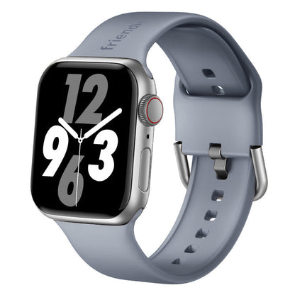 Correa de silicona en gris estelar con hebilla moderna plateada - The Byron - Compatible con Apple Watch de 38 mm a 41 mm