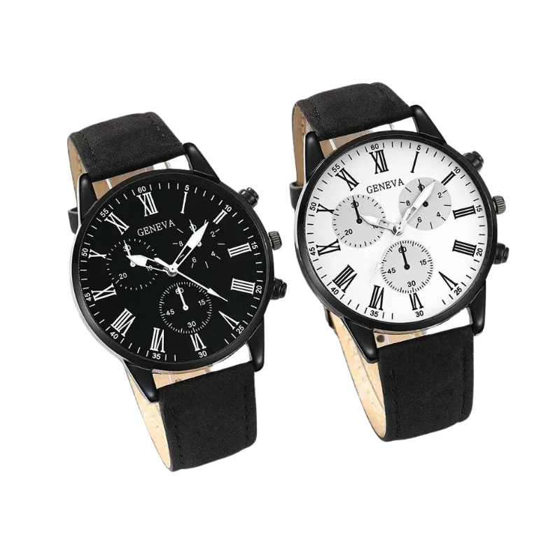 NNEOBA Set de Relojes de Cuarzo de Cuero para Pareja